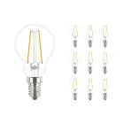 Fordelspakke 10x Philips Corepro LED Lustre E14 Kugle filament klar 2W 250lm - 827 ekstra varm hvid | erstatter 25W