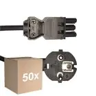 Fordelspakke 50x Noxion GST-Kompatibel Forsyningskabel - Hun + Schuko Europlug - Sort 5m - 3 pole 0.75mm2